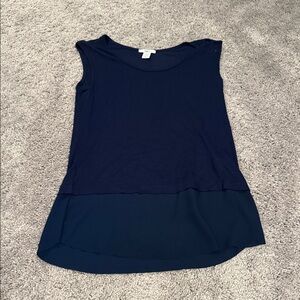 Bar III Sleeveless Navy Layered-Hem Top